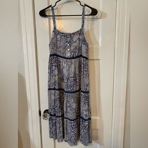 Blue animal print midi summer dress